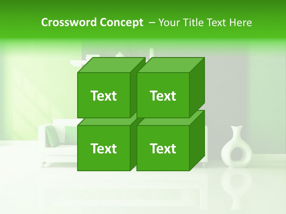 A Living Room With Green Walls And A White Couch PowerPoint Template