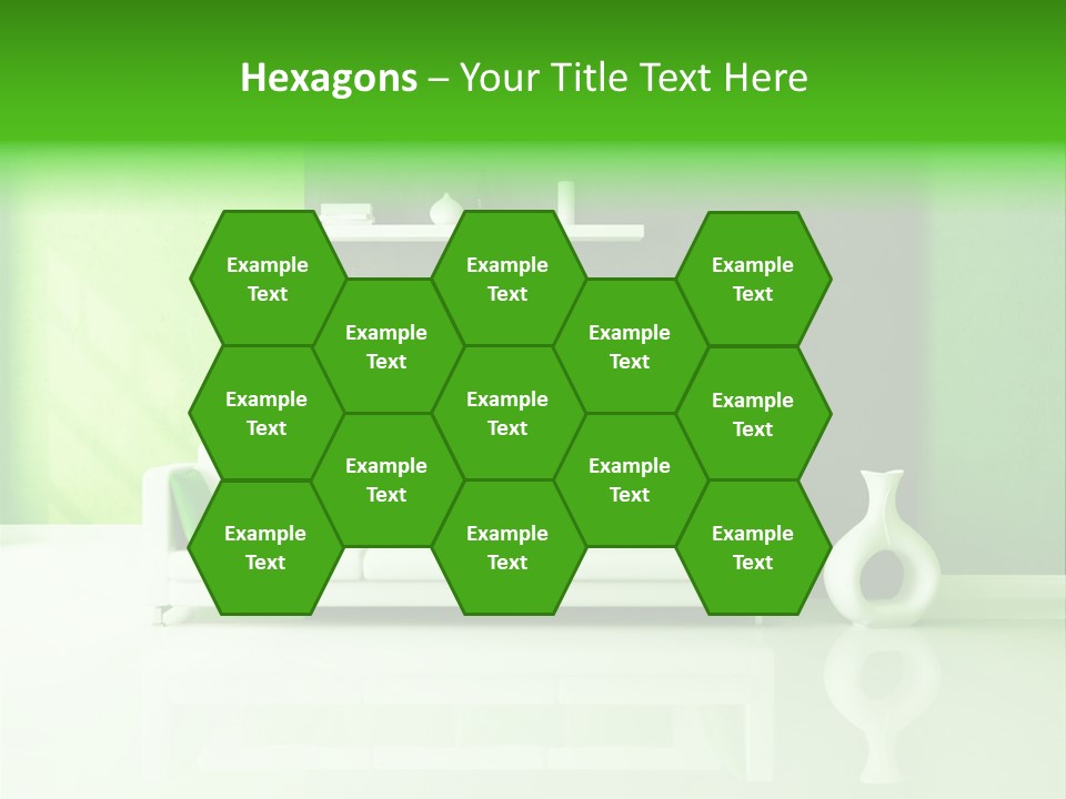 A Living Room With Green Walls And A White Couch PowerPoint Template