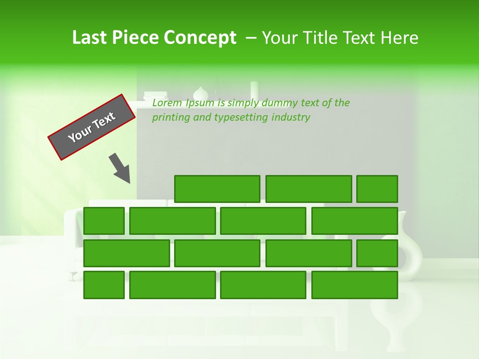 A Living Room With Green Walls And A White Couch PowerPoint Template