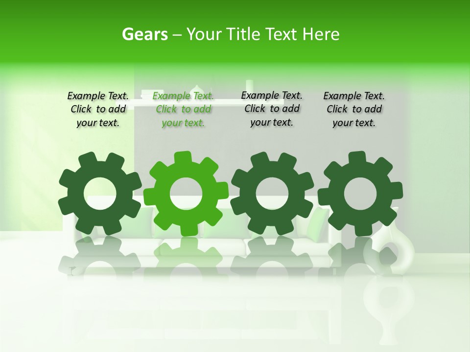 A Living Room With Green Walls And A White Couch PowerPoint Template