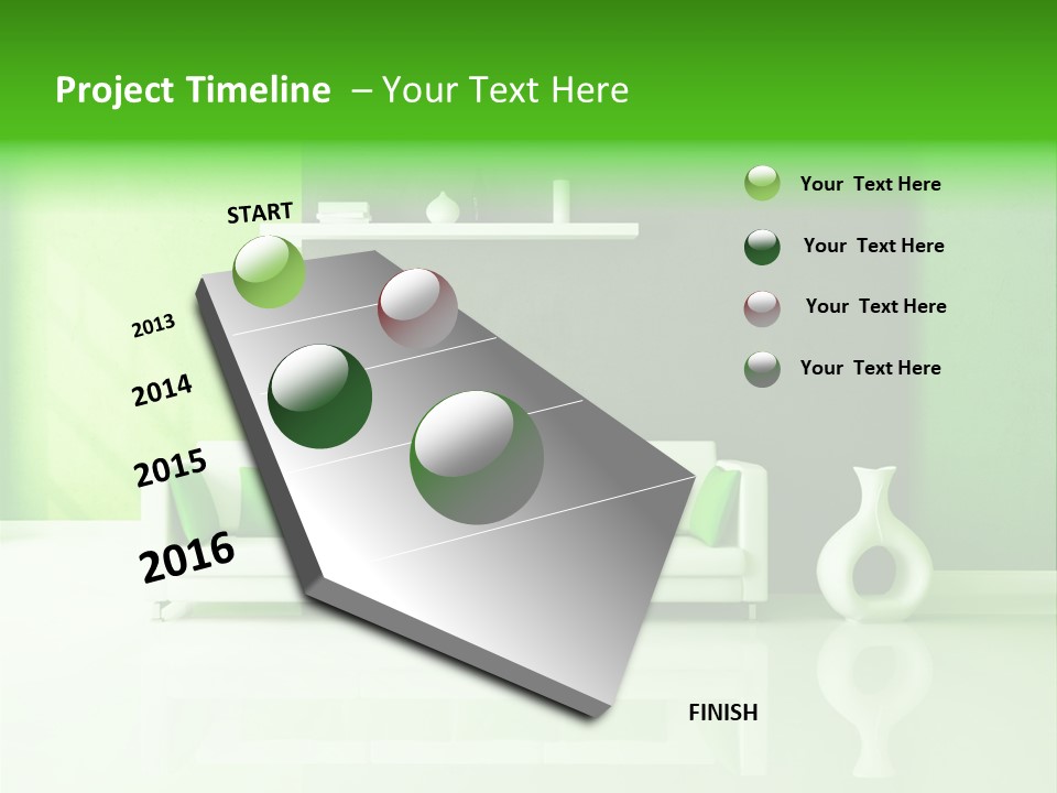 A Living Room With Green Walls And A White Couch PowerPoint Template