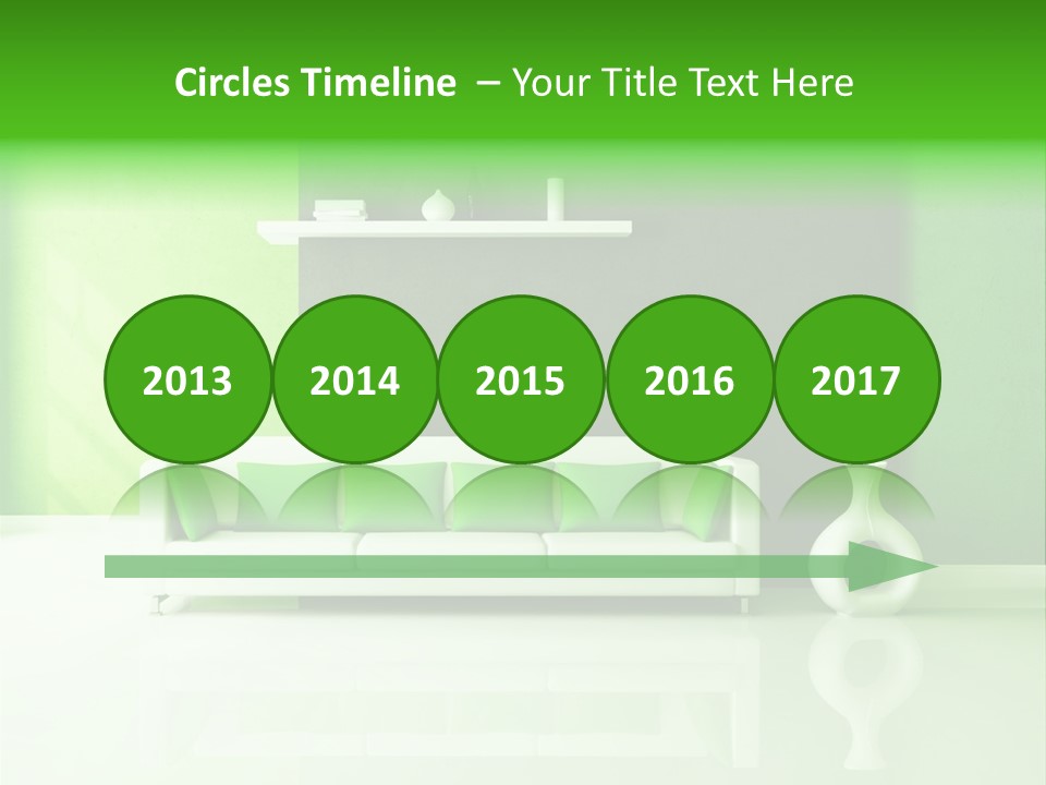 A Living Room With Green Walls And A White Couch PowerPoint Template