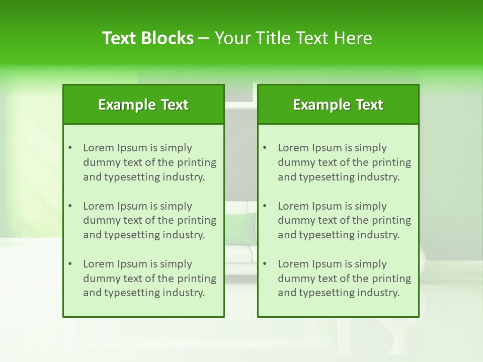 A Living Room With Green Walls And A White Couch PowerPoint Template