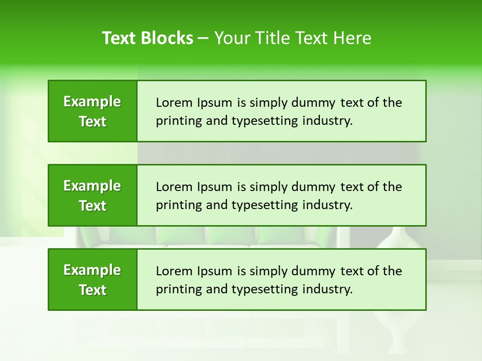 A Living Room With Green Walls And A White Couch PowerPoint Template