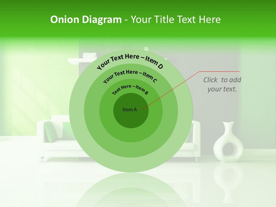 A Living Room With Green Walls And A White Couch PowerPoint Template