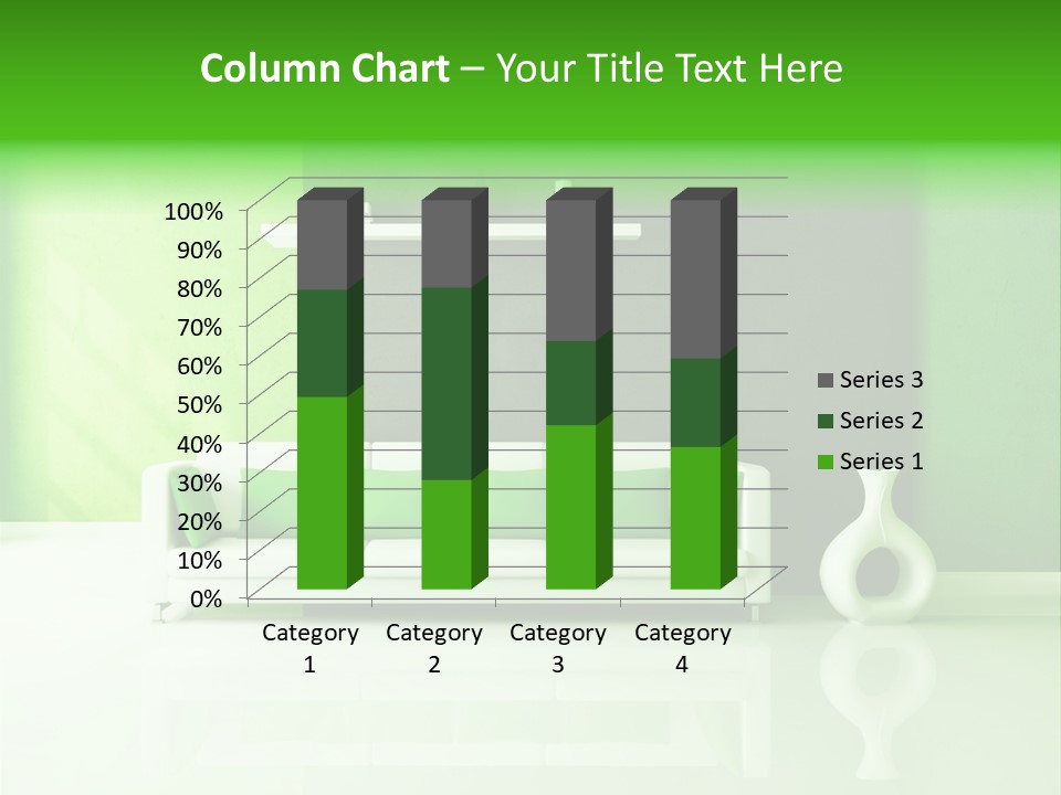 A Living Room With Green Walls And A White Couch PowerPoint Template