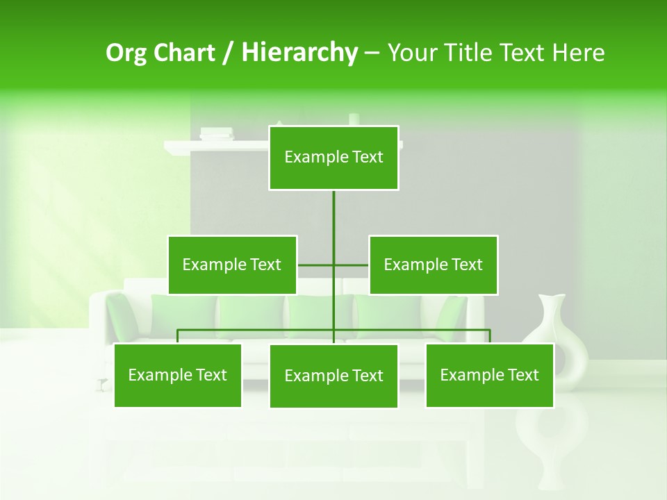 A Living Room With Green Walls And A White Couch PowerPoint Template