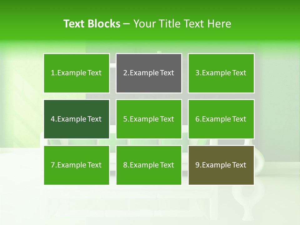 A Living Room With Green Walls And A White Couch PowerPoint Template
