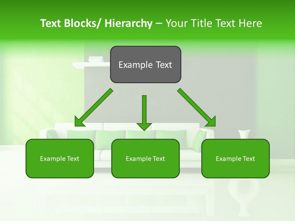 A Living Room With Green Walls And A White Couch PowerPoint Template