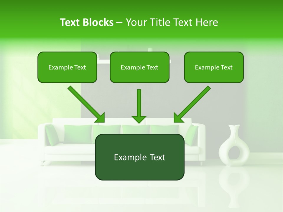 A Living Room With Green Walls And A White Couch PowerPoint Template