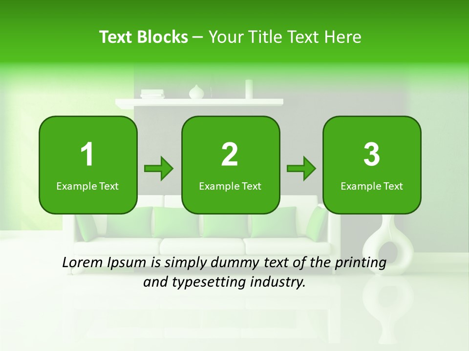 A Living Room With Green Walls And A White Couch PowerPoint Template