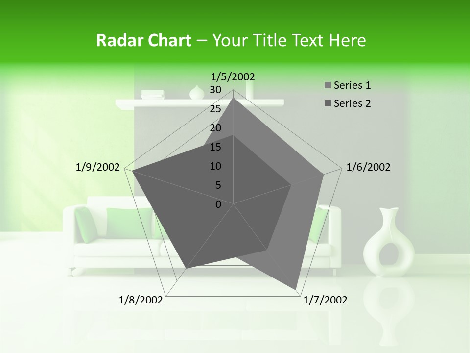 A Living Room With Green Walls And A White Couch PowerPoint Template
