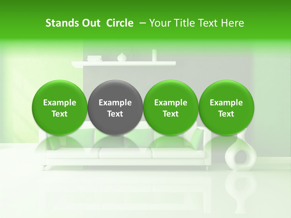 A Living Room With Green Walls And A White Couch PowerPoint Template