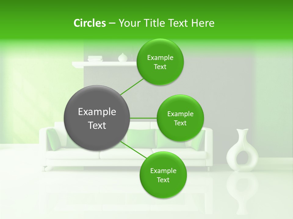 A Living Room With Green Walls And A White Couch PowerPoint Template