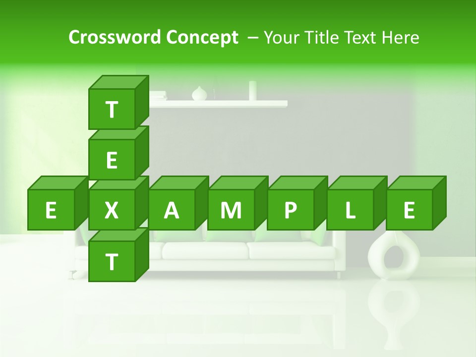 A Living Room With Green Walls And A White Couch PowerPoint Template