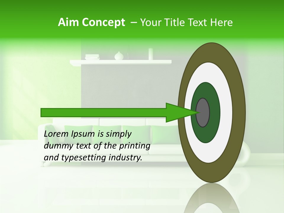 A Living Room With Green Walls And A White Couch PowerPoint Template