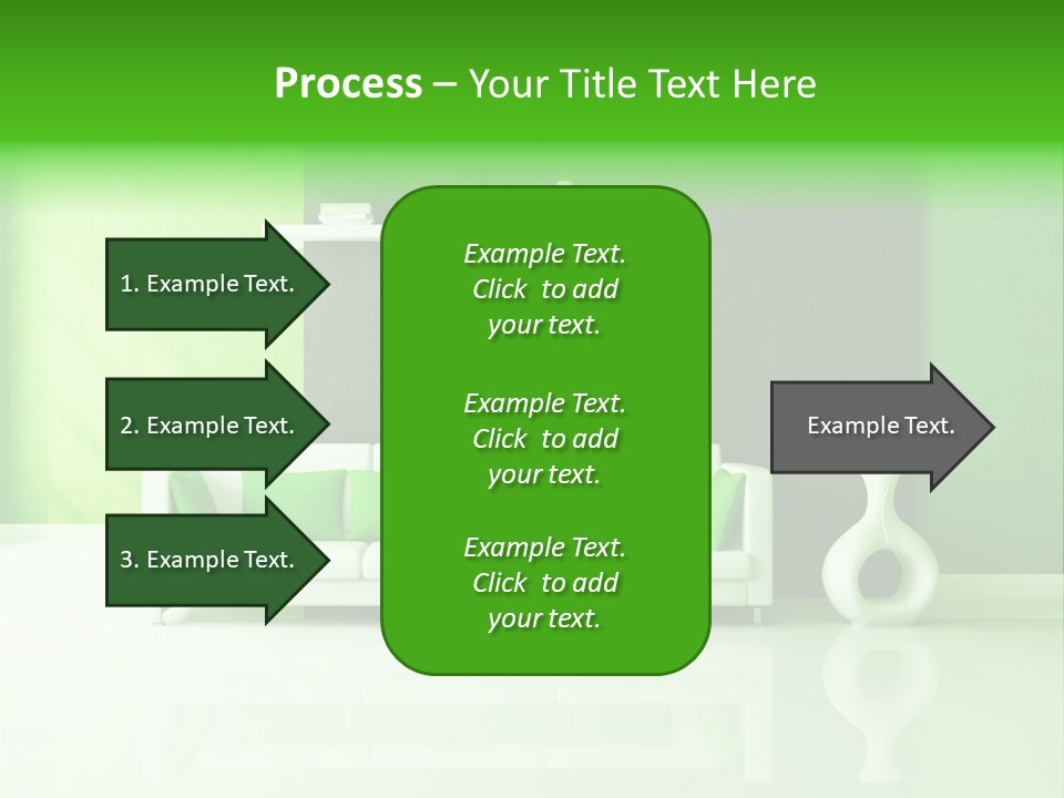 A Living Room With Green Walls And A White Couch PowerPoint Template