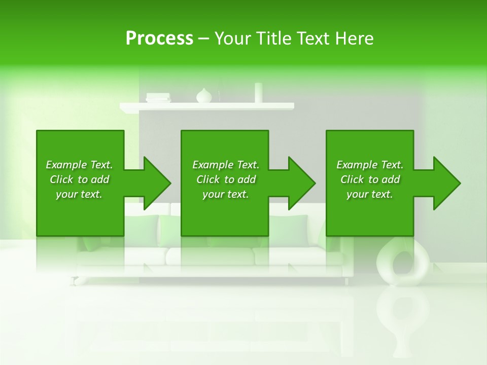 A Living Room With Green Walls And A White Couch PowerPoint Template