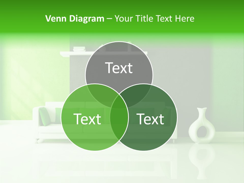 A Living Room With Green Walls And A White Couch PowerPoint Template