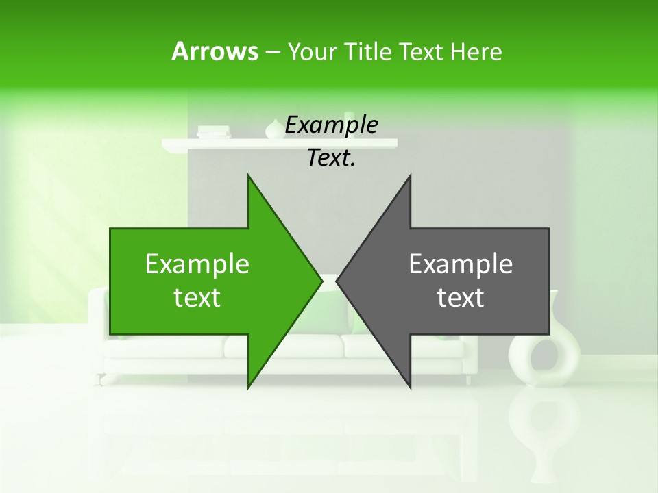 A Living Room With Green Walls And A White Couch PowerPoint Template
