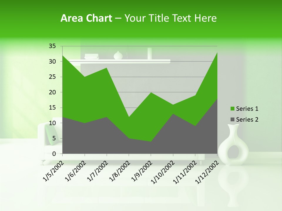 A Living Room With Green Walls And A White Couch PowerPoint Template