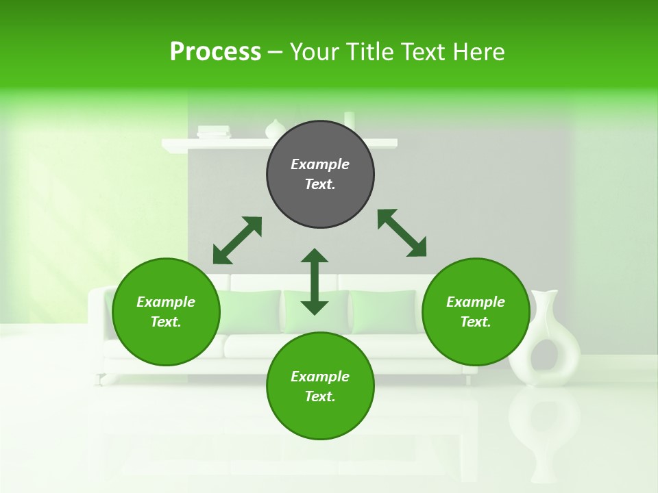 A Living Room With Green Walls And A White Couch PowerPoint Template