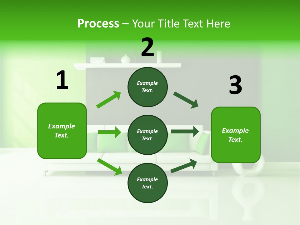 A Living Room With Green Walls And A White Couch PowerPoint Template