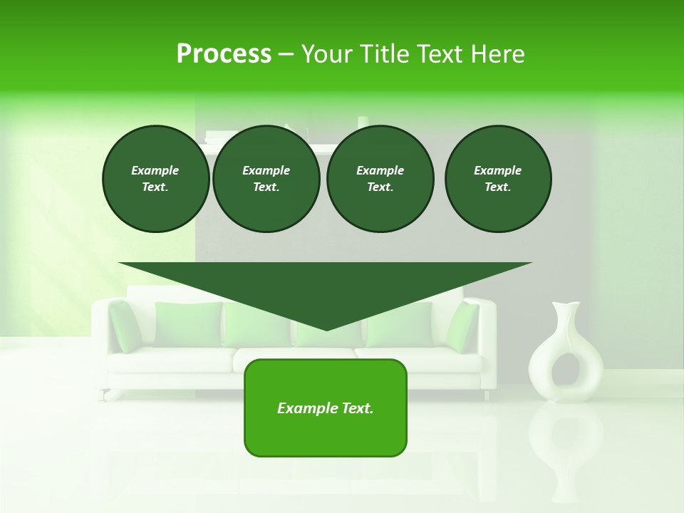 A Living Room With Green Walls And A White Couch PowerPoint Template