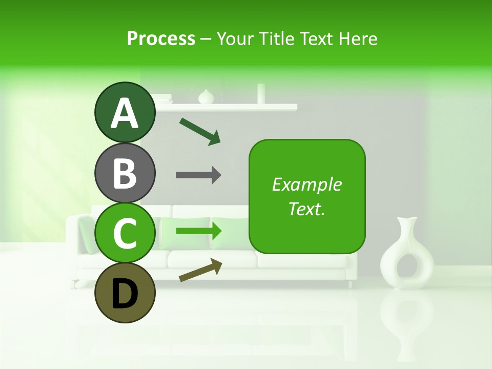 A Living Room With Green Walls And A White Couch PowerPoint Template