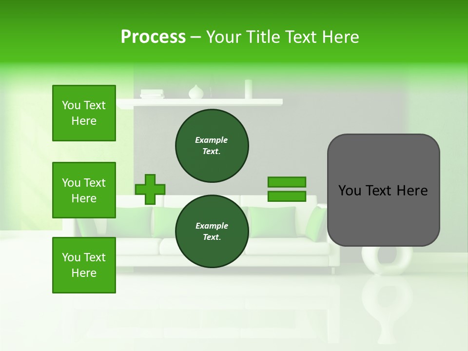A Living Room With Green Walls And A White Couch PowerPoint Template