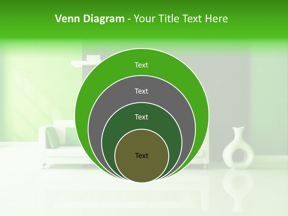 A Living Room With Green Walls And A White Couch PowerPoint Template
