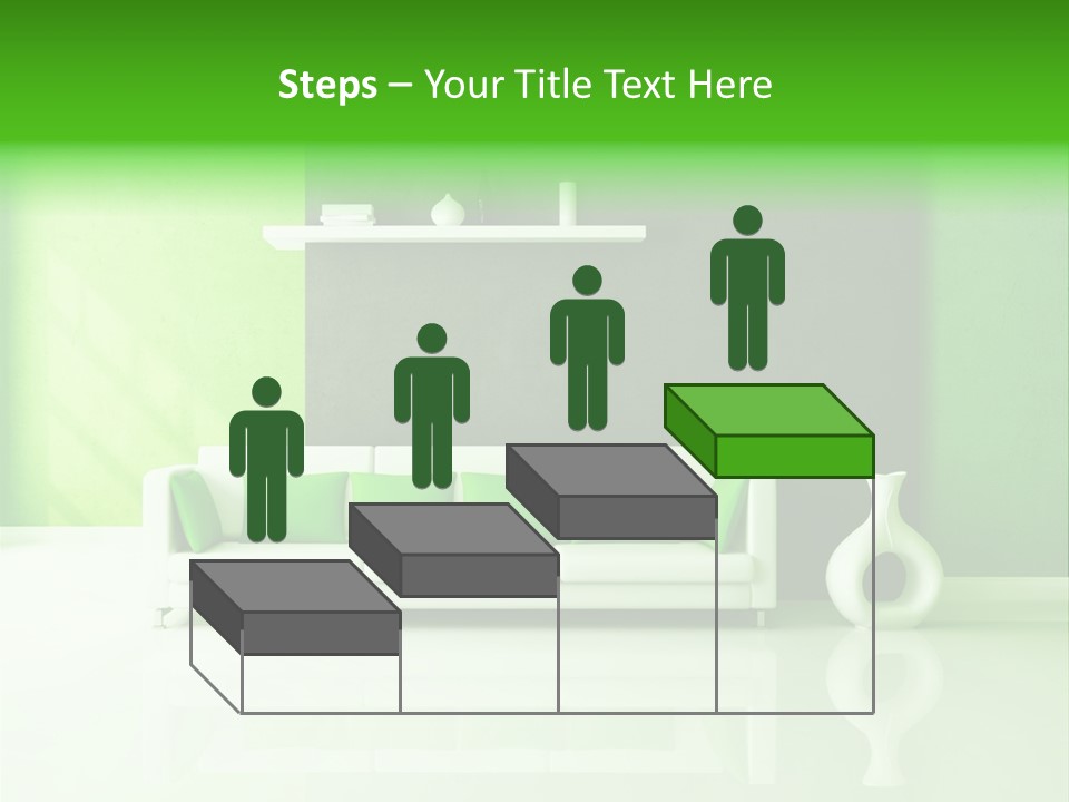 A Living Room With Green Walls And A White Couch PowerPoint Template