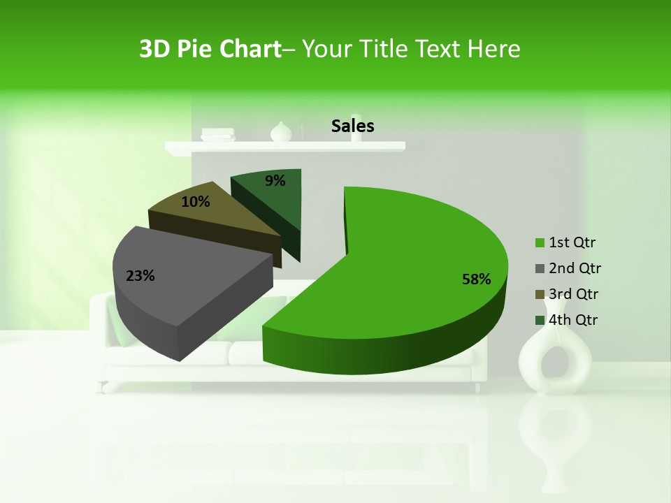 A Living Room With Green Walls And A White Couch PowerPoint Template
