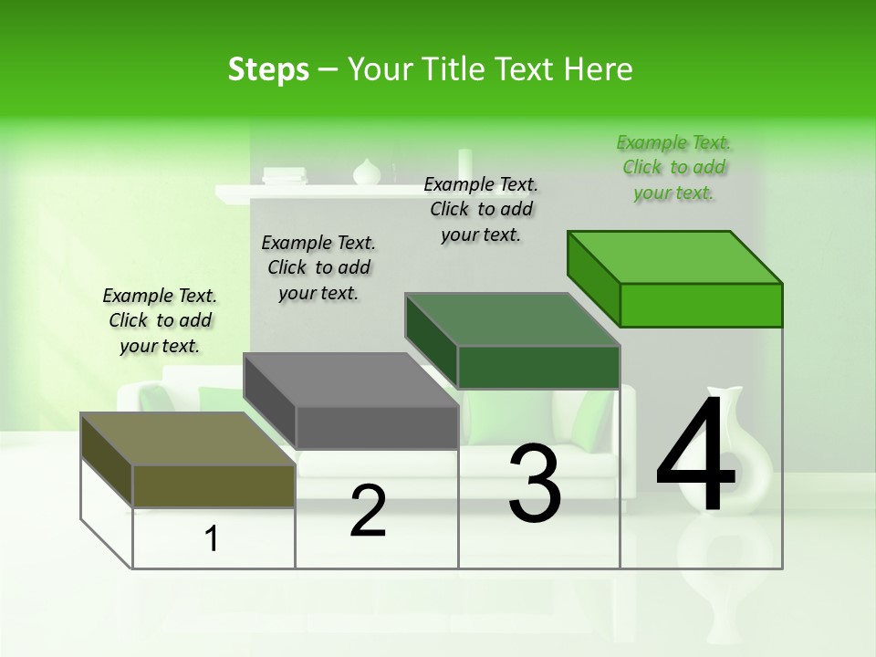 A Living Room With Green Walls And A White Couch PowerPoint Template