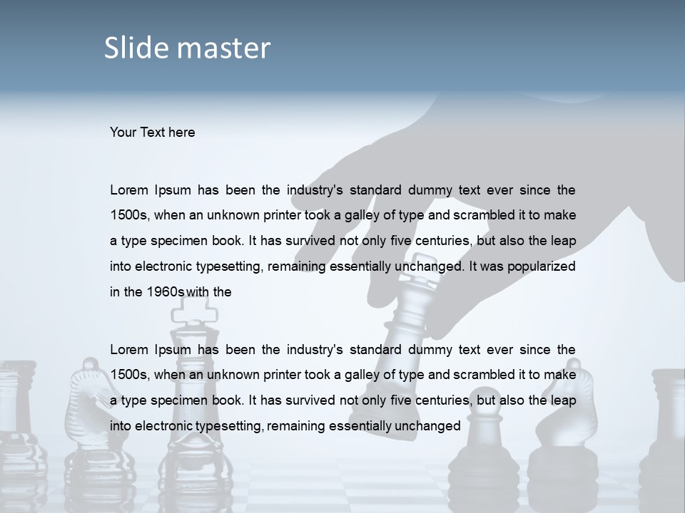 A Hand Is Pushing A Chess Piece On A Chess Board PowerPoint Template