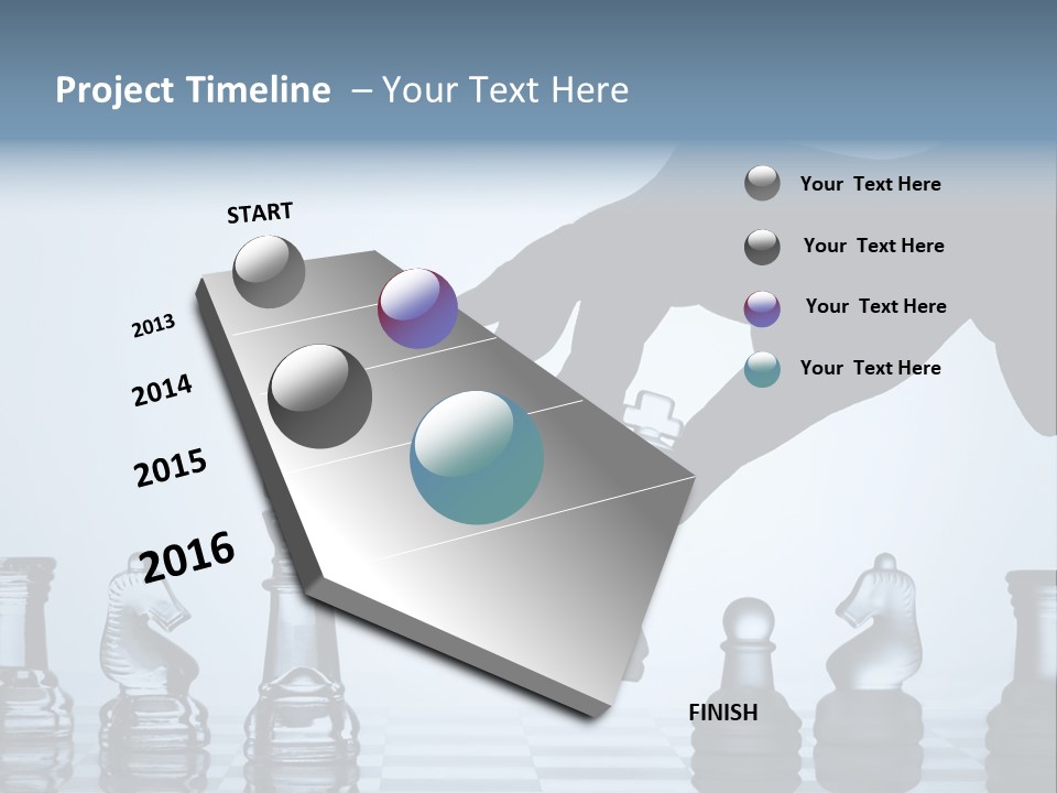 A Hand Is Pushing A Chess Piece On A Chess Board PowerPoint Template