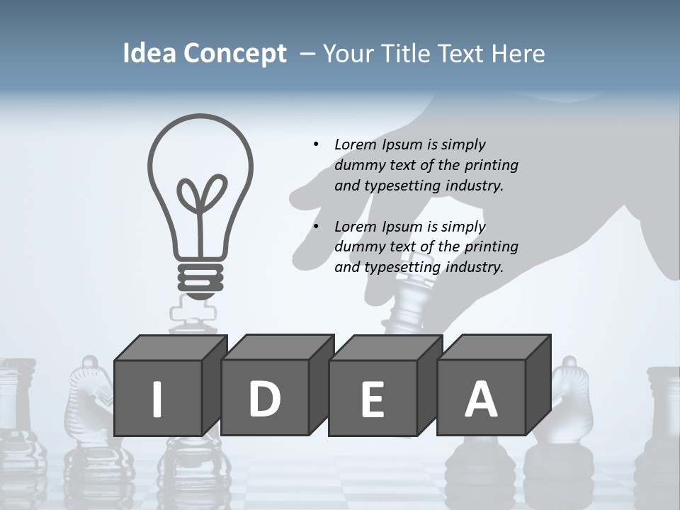 A Hand Is Pushing A Chess Piece On A Chess Board PowerPoint Template