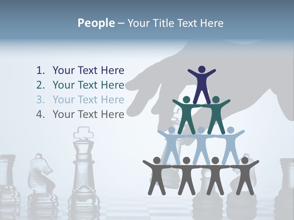A Hand Is Pushing A Chess Piece On A Chess Board PowerPoint Template