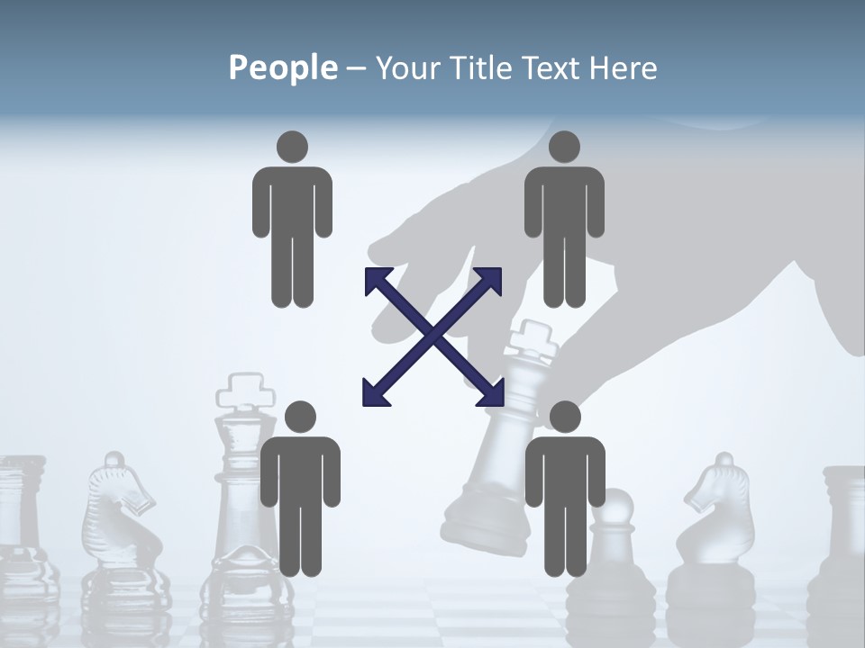 A Hand Is Pushing A Chess Piece On A Chess Board PowerPoint Template