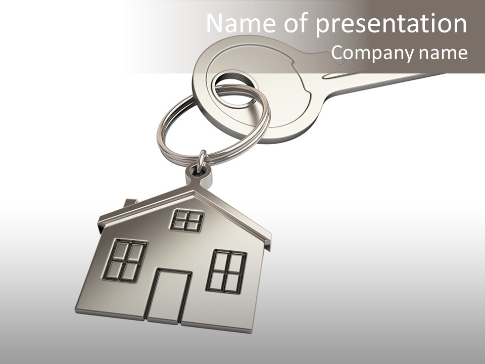 A House Key With A House Keychain Attached To It PowerPoint Template