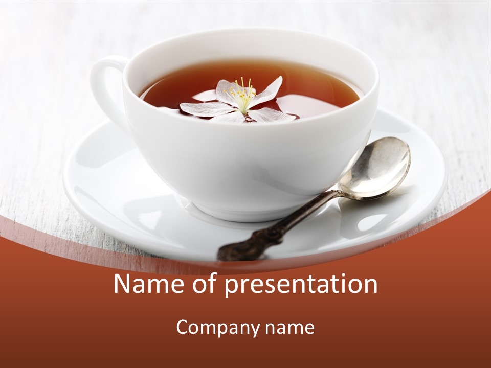 A Cup Of Tea On A Saucer With A Spoon PowerPoint Template
