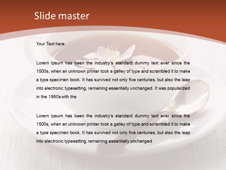 A Cup Of Tea On A Saucer With A Spoon PowerPoint Template