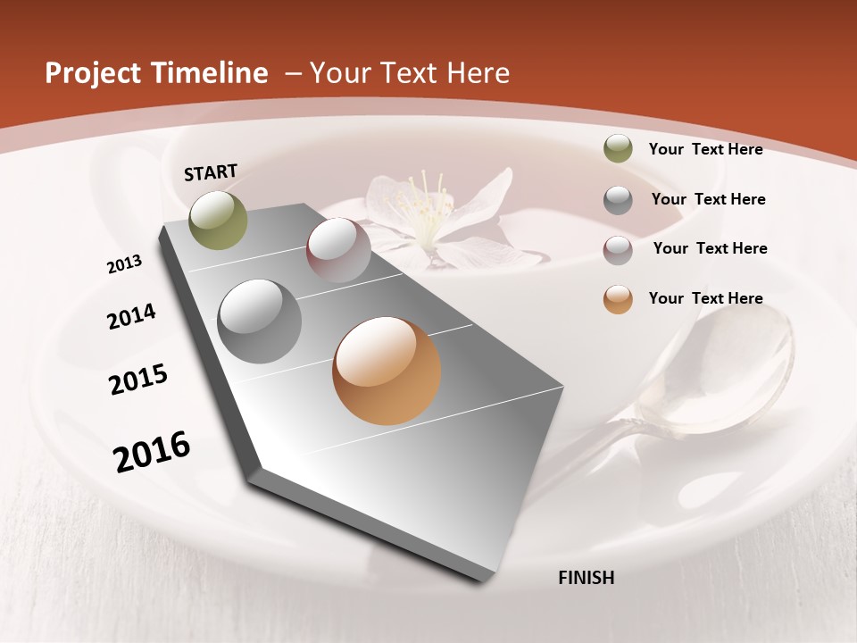 A Cup Of Tea On A Saucer With A Spoon PowerPoint Template