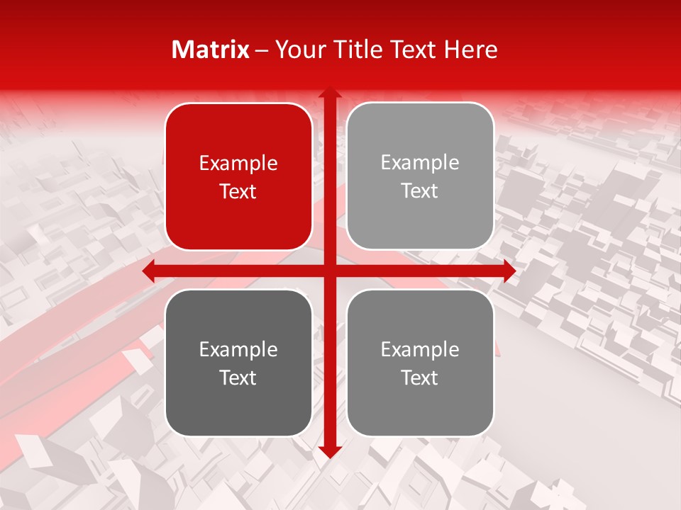 A Red Arrow On A City With Buildings PowerPoint Template