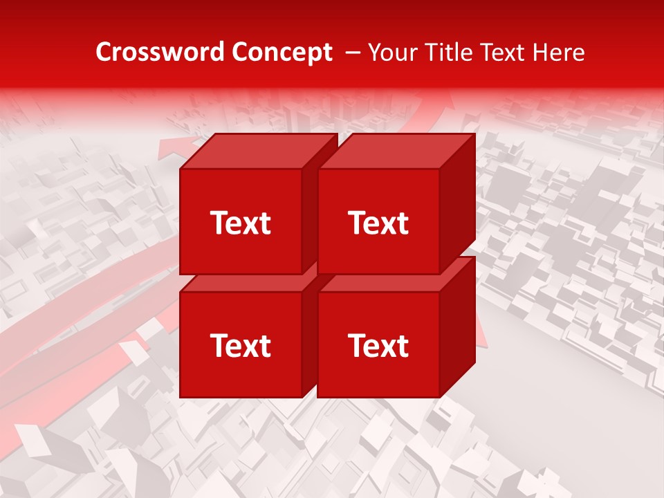 A Red Arrow On A City With Buildings PowerPoint Template