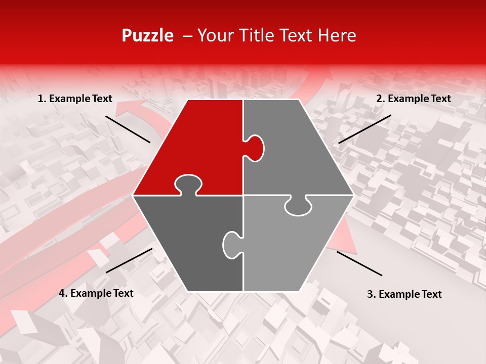 A Red Arrow On A City With Buildings PowerPoint Template