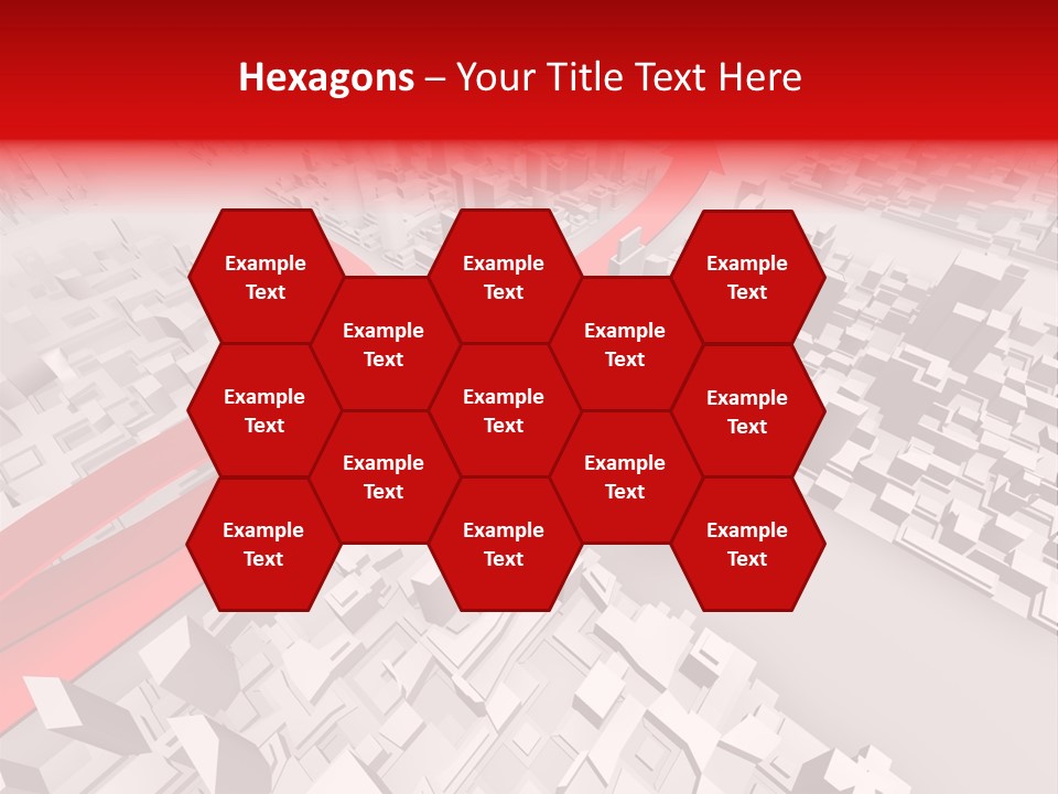 A Red Arrow On A City With Buildings PowerPoint Template