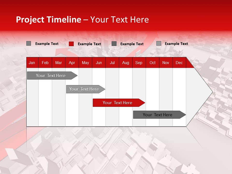 A Red Arrow On A City With Buildings PowerPoint Template