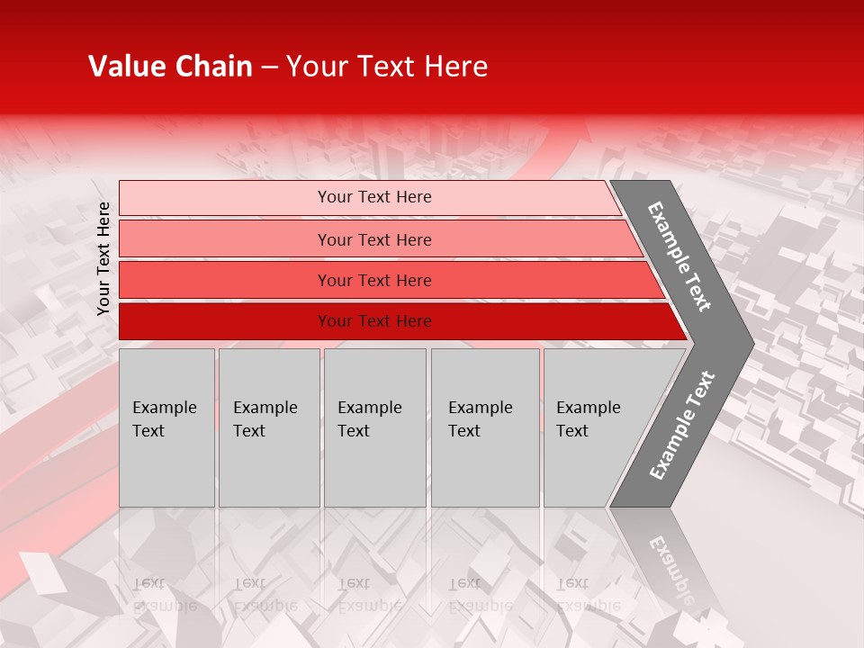 A Red Arrow On A City With Buildings PowerPoint Template