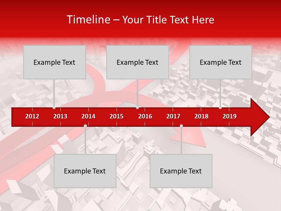 A Red Arrow On A City With Buildings PowerPoint Template
